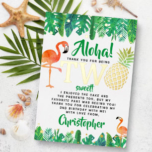 Tropische zomer strand luau jongens 2e verjaardag folie uitnodiging