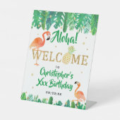 Tropische zomer strand Luau jongens verjaardag Reclamebord Met Voetstuk (Voorkant)