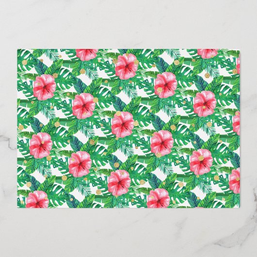 Tropische Zomer Strand Luau Meisje 2e Verjaardag F Folie Uitnodiging (Achterkant)