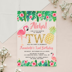 Tropische Zomer Strand Luau Meisjes 2e Verjaardag Acryl Uitnodigingen