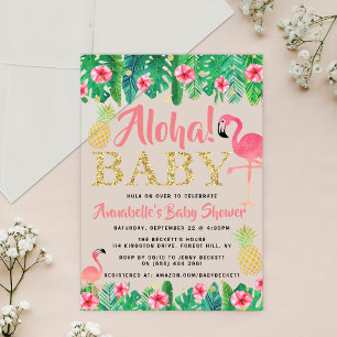 Tropische Zomer Strand Luau Meisjes Baby Shower Acryl Uitnodigingen