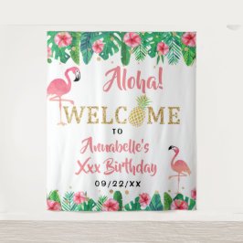 Tropische zomer strand Luau meisjes verjaardag Wandkleed