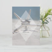 Tropische zomer strand QR-code RSVP bruiloft Kaart (Staand voorkant)