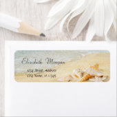 Tropische zomer strand, zand, schelpen etiket (Insitu)