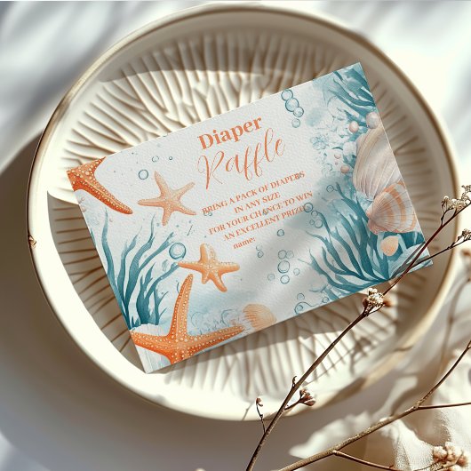 Tropische Zomer Strand Zeester Diapper Raffle Informatiekaartje