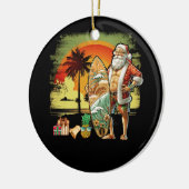 Tropische zomer surfen sinterklaas 6 pack kerst keramisch ornament (Links)