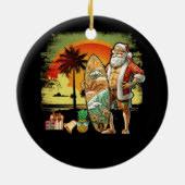 Tropische zomer surfen sinterklaas 6 pack kerst keramisch ornament (Achterkant)
