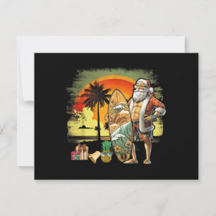 Tropische Zomer Surfende Kerstman 6 Pack Kerstmis Feestdagenkaart