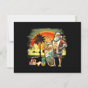 Tropische Zomer Surfende Kerstman 6 Pack Kerstmis Magnetische Uitnodiging
