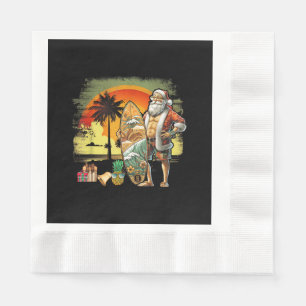 Tropische Zomer Surfende Kerstman 6 Pack Kerstmis Servet