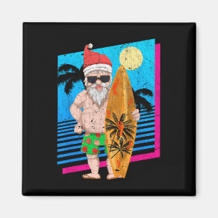 Tropische zomer surfende kerstman grappige kerst magneet