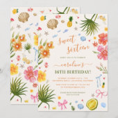 Tropische Zomer Sweet Sixteen 16e Verjaardagsfeest Kaart (Voorkant / Achterkant)