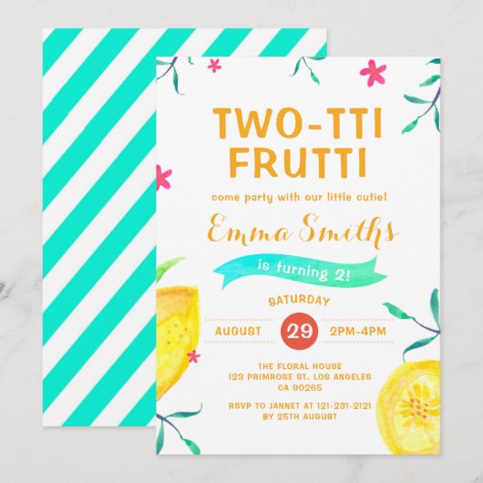 Tropische zomer tweetti Frutti Aloha 2e verjaardag Kaart (Voorkant / Achterkant)