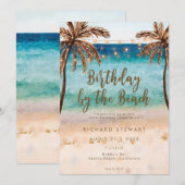 Tropische zomer verjaardag aan het strand kaart (Voorkant / Achterkant)