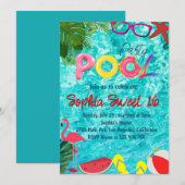 Tropische Zomer Verjaardag Pool Party Kaart (Voorkant / Achterkant)