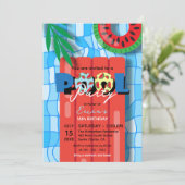 Tropische Zomer Verjaardag Viering Pool Party Kaart (Staand voorkant)