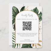 Tropische zomer verlaat QR-code RSVP bruiloft Kaart (Achterkant)