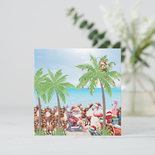 Tropische zomer vibes kerst in juli feest feestdagenkaart (Staand voorkant)