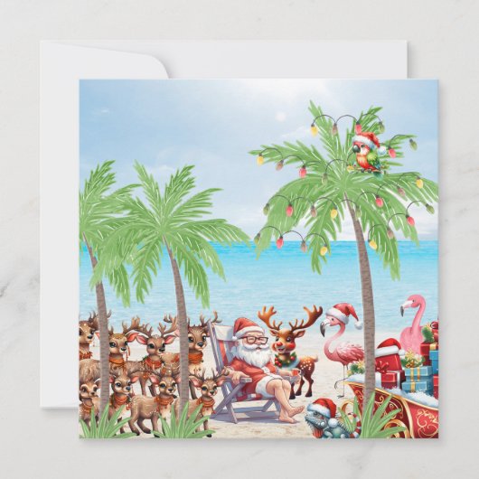 Tropische zomer vibes kerst in juli feest feestdagenkaart (Voorkant)