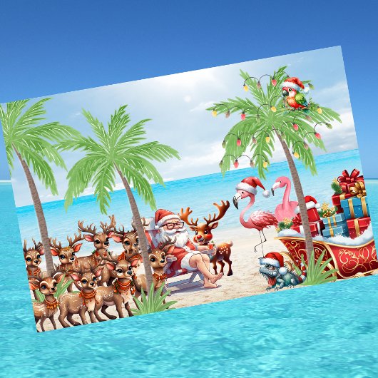 Tropische zomer vibes kerst in juli feest theedoek