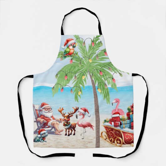 Tropische Zomer Vibes Kerstfeest Schort (Voorkant)