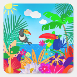 Tropische zomer vierkante sticker