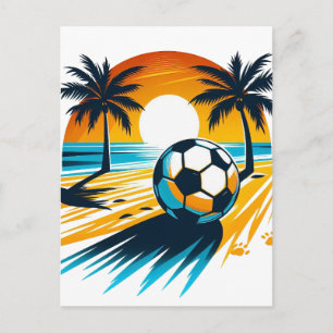 Tropische zomer voetbal retro strandvoetbal zonson aankondigingskaart