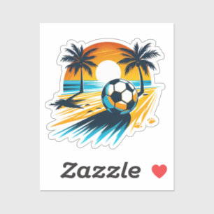 Tropische zomer voetbal retro strandvoetbal zonson sticker
