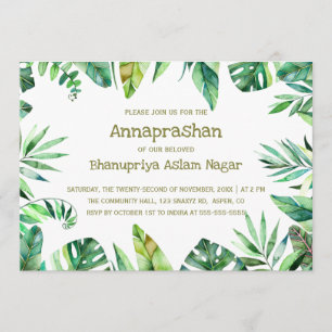 Tropische zomer   Waterverf Leaves Annaprashan Kaart