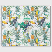 Tropische zomer waterverf van ananas Parrot Cadeaupapier (Vlak)