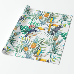 Tropische zomer waterverf van ananas Parrot Cadeaupapier