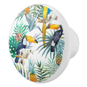 Tropische zomer waterverf van ananas Parrot Keramische Knop (Rechts)