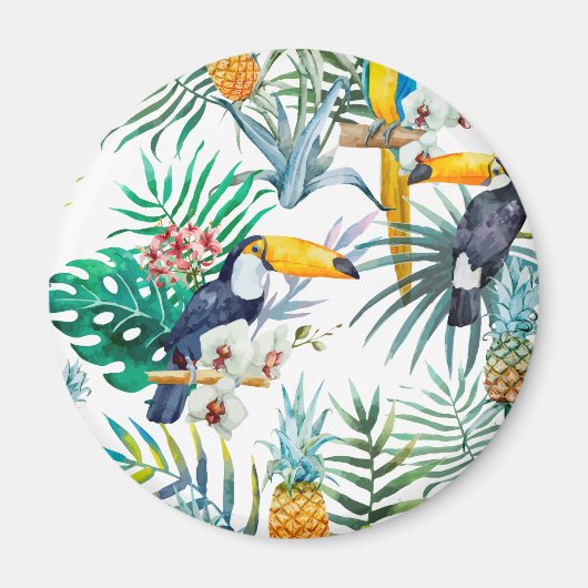 Tropische zomer waterverf van ananas Parrot Magneet (Voorkant)