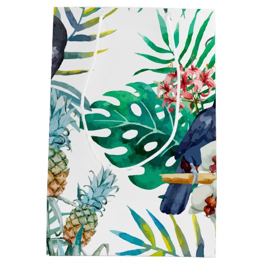 Tropische zomer waterverf van ananas Parrot Medium Cadeauzakje (Achterkant)