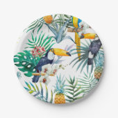 Tropische zomer waterverf van ananas Parrot Papieren Bordje (Voorkant)