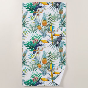 Tropische zomer waterverf van ananas Parrot Strandlaken