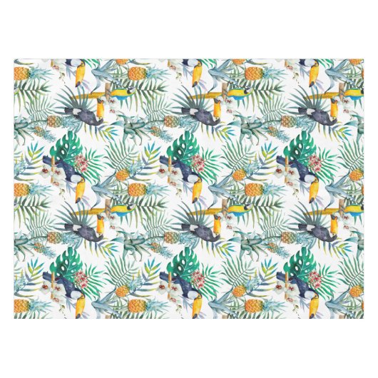 Tropische zomer waterverf van ananas Parrot Tafelkleed (Voorkant (Horizontaal))