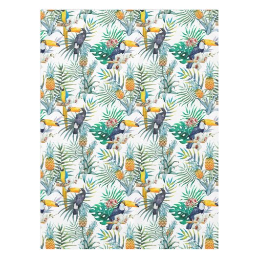 Tropische zomer waterverf van ananas Parrot Tafelkleed (Voorkant)