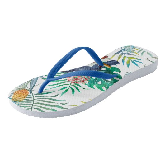 Tropische zomer waterverf van ananas Parrot Teenslippers (Schuin)
