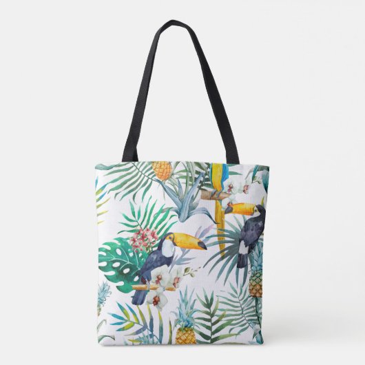 Tropische zomer waterverf van ananas Parrot Tote Bag (Achterkant)