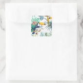 Tropische zomer waterverf van ananas Parrot Vierkante Sticker (Tas)