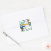 Tropische zomer waterverf van ananas Parrot Vierkante Sticker (Envelop)