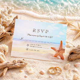 Tropische Zomer Zeester Strand Bruiloft RSVP Kaartje