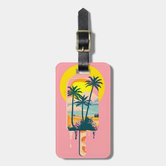 Tropische Zomer Zonsondergang Snoepparadijs Bagagelabel (Voorkant verticaal)