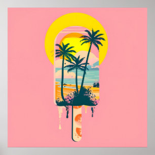 Tropische Zomer Zonsondergang Snoepparadijs Poster