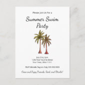 Tropische Zomer Zwembad Party Palmbomen Uitnodiging Briefkaart (Voorkant)