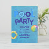 Tropische Zomer Zwembad Party uitnodiging (Staand voorkant)