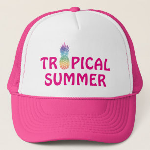 Tropische zomeranananas roze meisjeshoed trucker pet