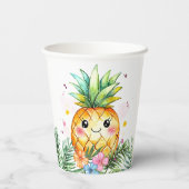 Tropische zomerananas Kinder Happy 1st Birthday Papieren Bekers (Achterkant)