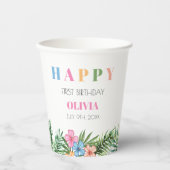 Tropische zomerananas Kinder Happy 1st Birthday Papieren Bekers (Voorkant)